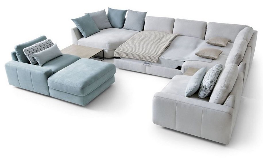 Gala - serena - duży narożnik z funkcją spania i dwoma stolikami