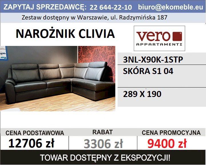 VERO - CLIVIA - NAROŻNIK 3NL-X90-1STP